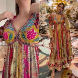 Wedding special digital printed anarkali gown 